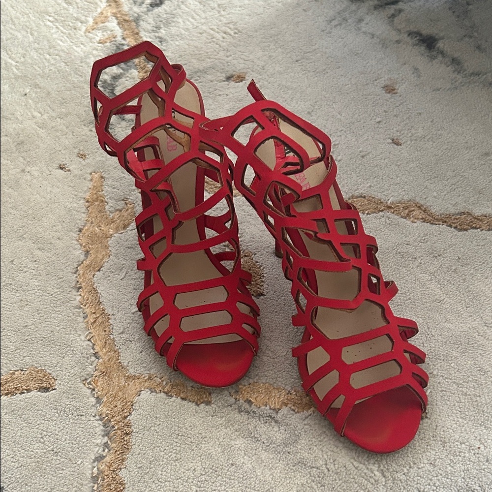 JustFab Red Cage Heels